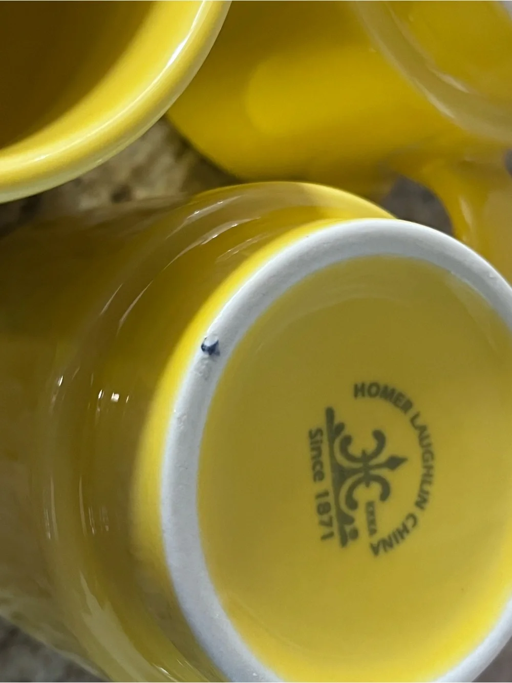 Homer Laughlin 7oz Sunflower Yellow Stackable Ceramic Mugs - Set of 4